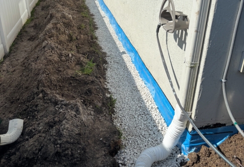 Exterior foundation waterproofing membrane applied below grade