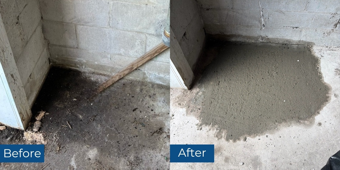 Before and after helical pier installation in Neptune Beach, Florida