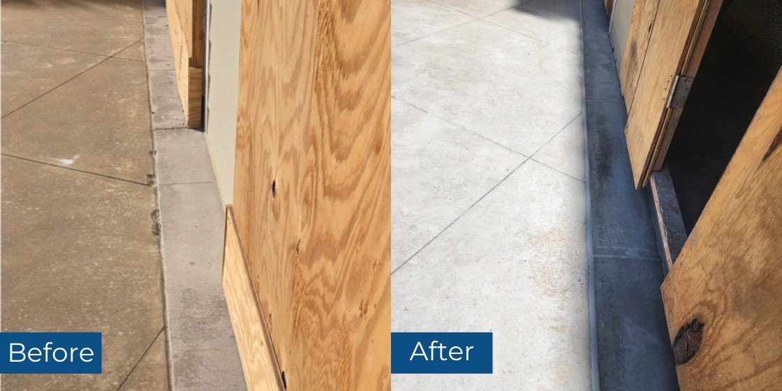 Before and after commercial exterior waterproofing in Fernandina Beach, Florida